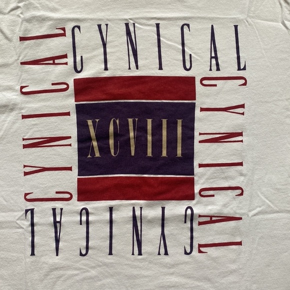 CYNICAL XCVIII White Logo T Shirt in Large - Picture 2 of 8